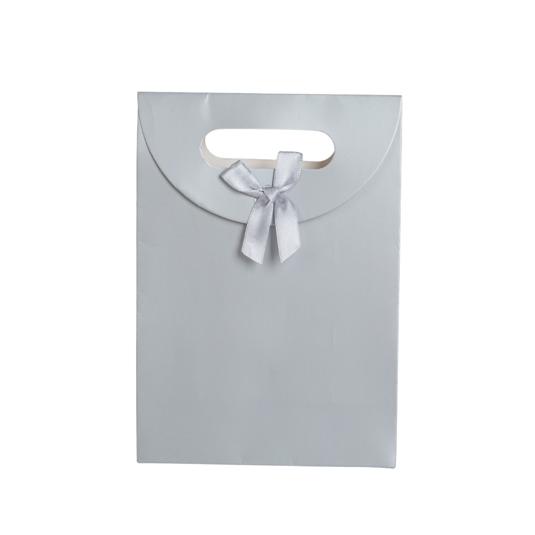 12x Luxe draagtas met uitgesneden handvat Zilver 12cm x 16cm x 6cm