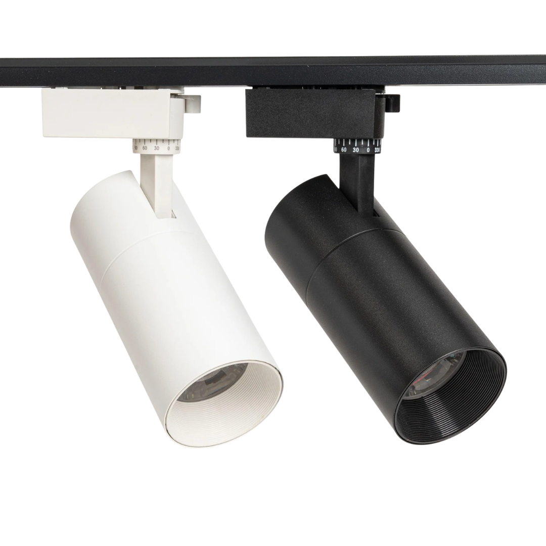 LED Railverlichting - Track Spot - 24W - Rond - Natuurlijk Wit 6000K - Wit - Aluminium