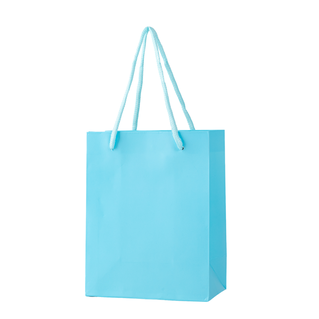 Set of 12 blue papieren koordtas 18x14x8cm with sturdy rope handles for eco-friendly gift packaging