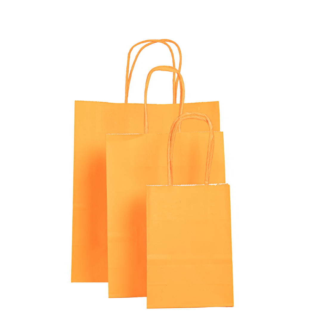 12x Papieren tas gedraaid handvat - 11cm x 15cm x 6cm - Oranje