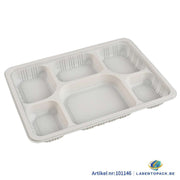 Herbruikbaar 6-vaks dienblad van PP en maïs 30x22,5cm set van 25 stuks