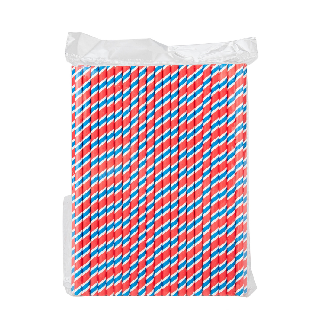 100x BIO Papieren rietjes 8mm x 230mm Twist