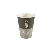 Stack of 1000 black and gray 350ml coffee to go cups with lids in cardboard box
