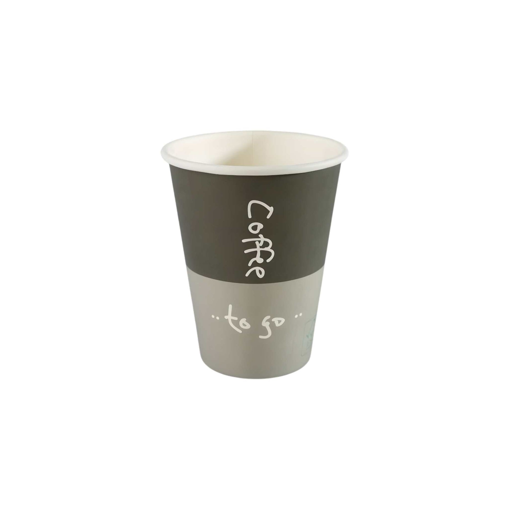 Stack of 1000 black and gray 350ml coffee to go cups with lids in cardboard box