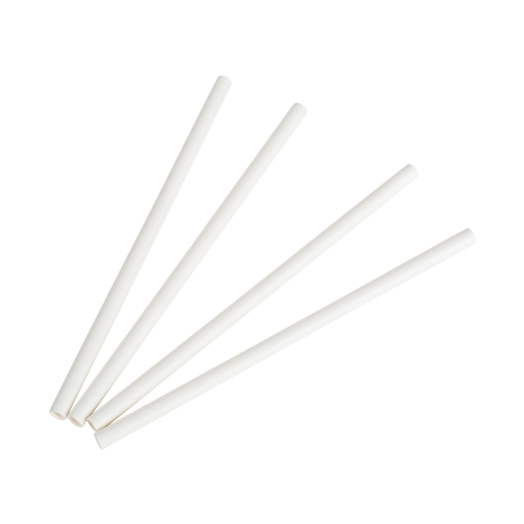 100x BIO Papieren rietjes 8mm x 197mm Wit