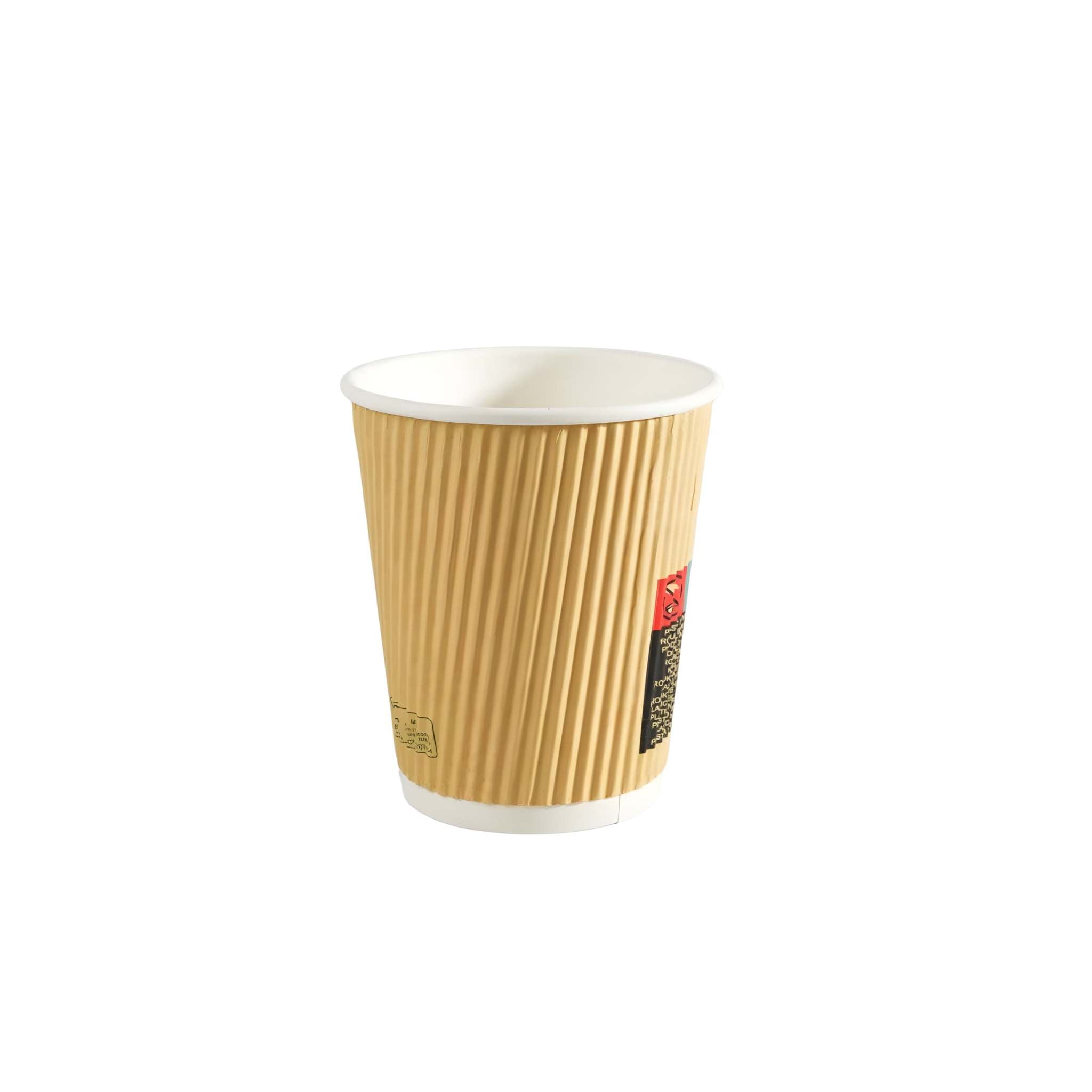 500x bruine koffiebeker dubbelwandig Ripple Wall 350ml FSC-gecertificeerd karton