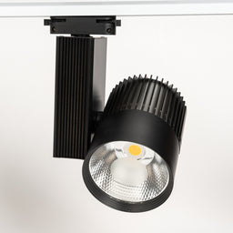 LED Track Lighting - Track Spot - 30W - Round - Natural White 6000K - Black - Aluminum