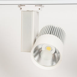 LED Track Lighting - Track Spot - 30W - Round - Natural White 6000K - White - Aluminum