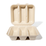200x Taco Box voor takeaway van suikerriet (BIO) Bagasse – 212mm x 183mm x 82mm