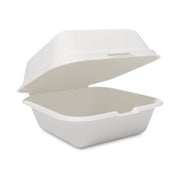 100x Hamburgerbakje Groot suikerriet BIO Plasticvrij  (Hamburger box 6 inch) 152mm x 152mm x 76 mm Bagasse
