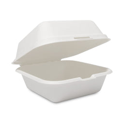 100x Hamburgerbakje Groot suikerriet BIO Plasticvrij  (Hamburger box 6 inch) 152mm x 152mm x 76 mm
