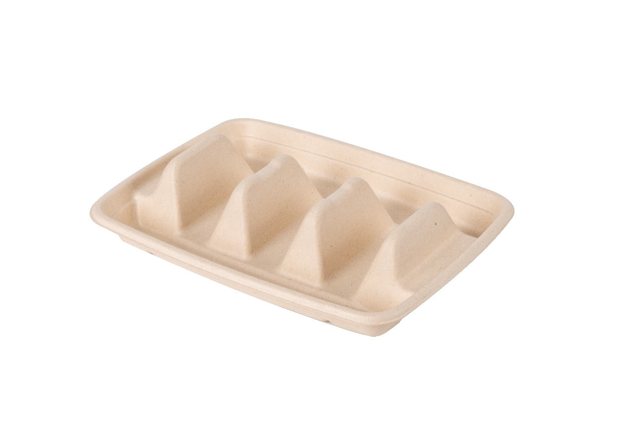 100x Suikerriet tacohouders voor, taco tray houder, taco staat voor 3 taco's BIO Plasticvrij