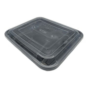 Stacked black 150x Maaltijdbak PP 1100ml meal prep containers with lids, microwave and dishwasher safe, durable polypropylene food storage trays