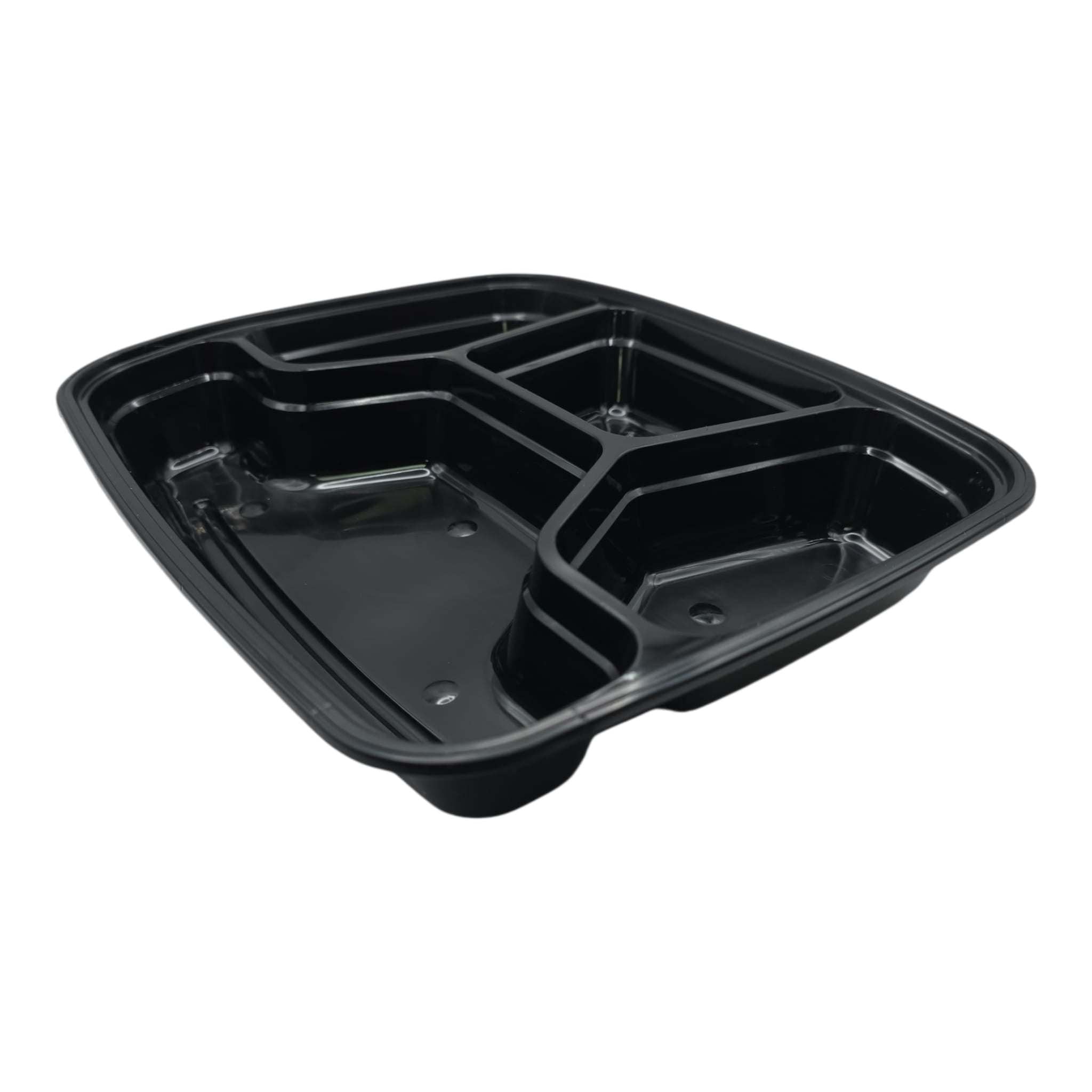 150x Meal container PP 1100ml 4 compartments black including lid!