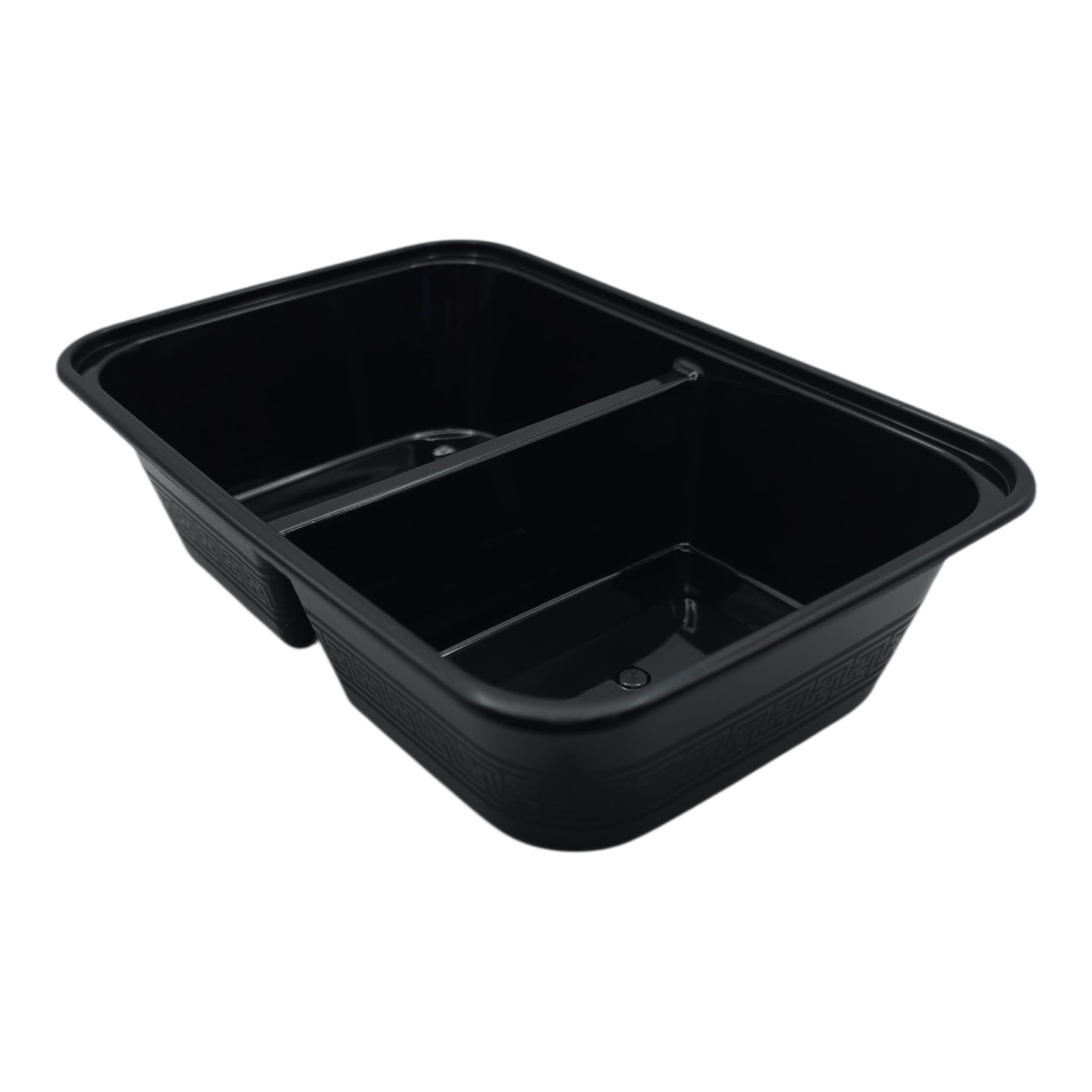 300x Meal container PP 650ml 2 compartments black including lid!