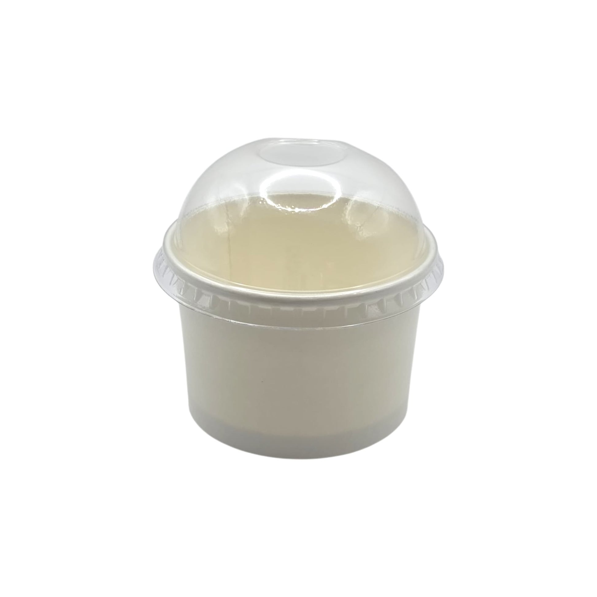 Stack of 1000 white kraft paper IJsbeker ice cream cups 120ml 4oz with Ø74mm diameter