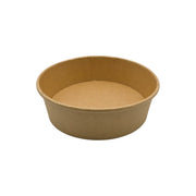 Brune kraftkartonnen salade poke bowl bakjes 500 ml met PE-coating, lekvrij en stevig, ideaal voor horeca en takeaway
