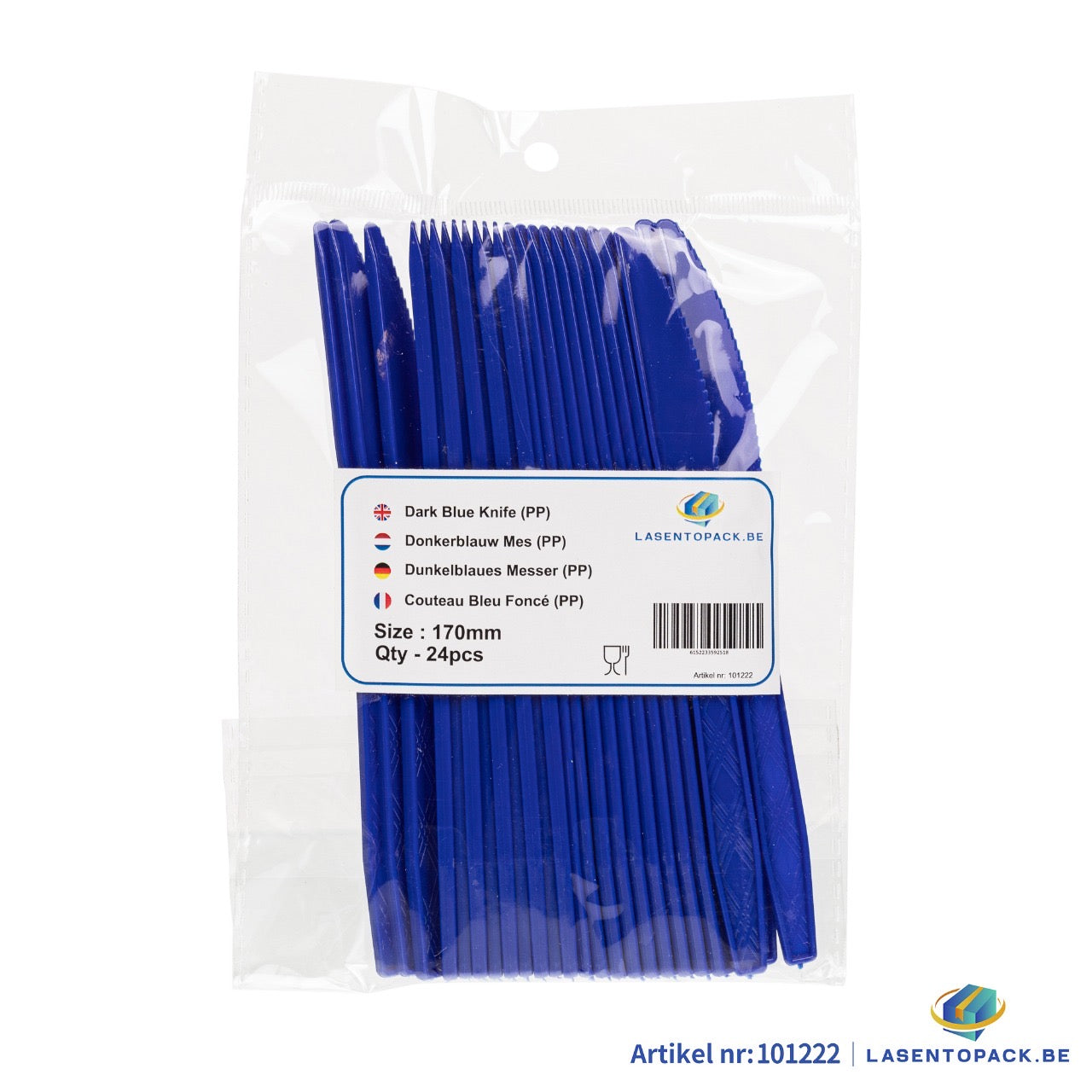 24x Herbruikbare Mes 170mm PP Blauw