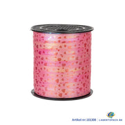 Krullint 10 mm x 100 meter fuchsia met Hart print