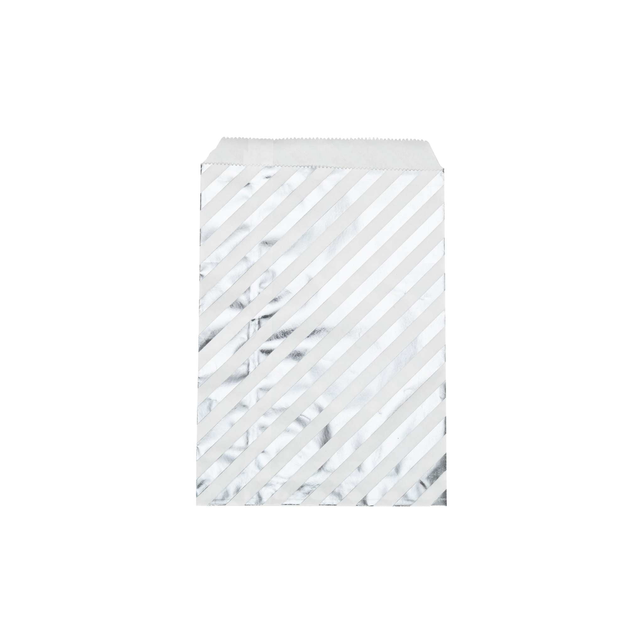 Set of 50 silver striped gift paper bags 16x24cm for versatile gift wrapping