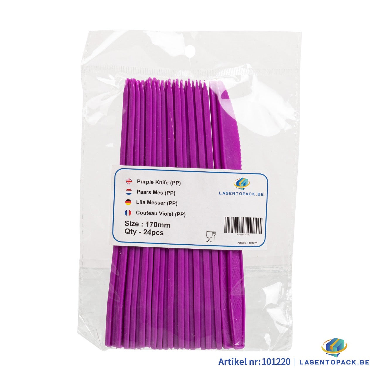 24x Herbruikbare Mes 170mm PP Paars