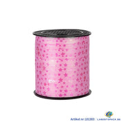 Krullint 10 mm x 100 meter Baby Roze met Ster print