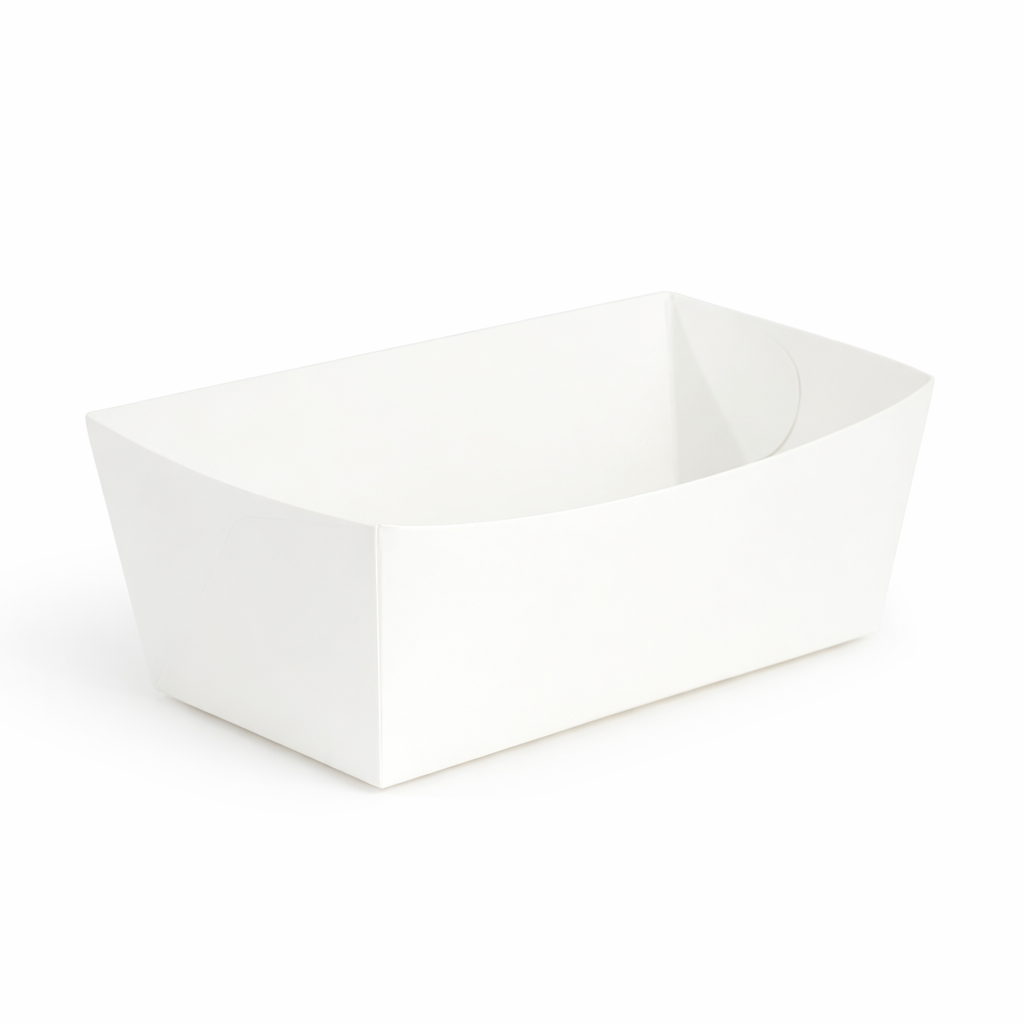 Witte kartonnen frietbakjes 240ml voor friet en snacks, 10x6x4cm, set van 500 stuks